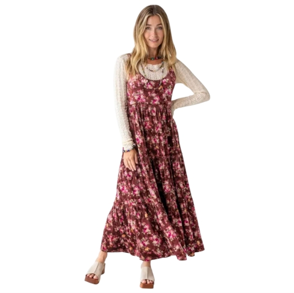 Natural Life Floral Sleeveless Velvet Maxi Dress Size S - Picture 1 of 7